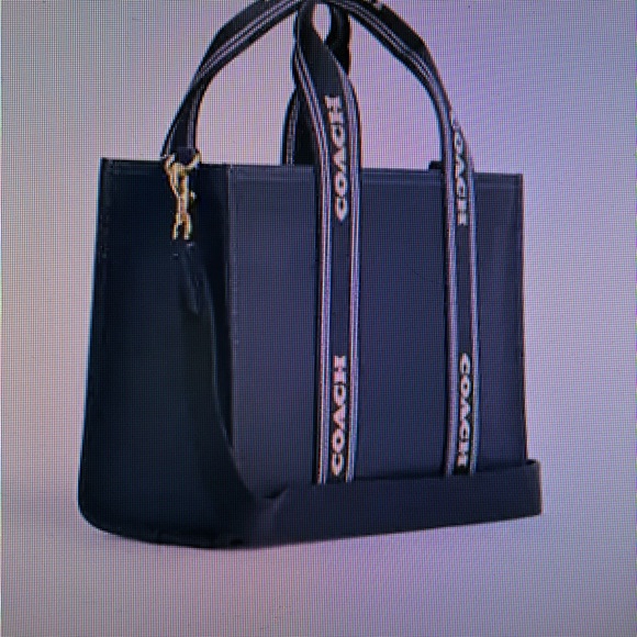 New with Tags Coach Denim Navy Blue Smith Tote with Gold Accents - Picture 1 of 9